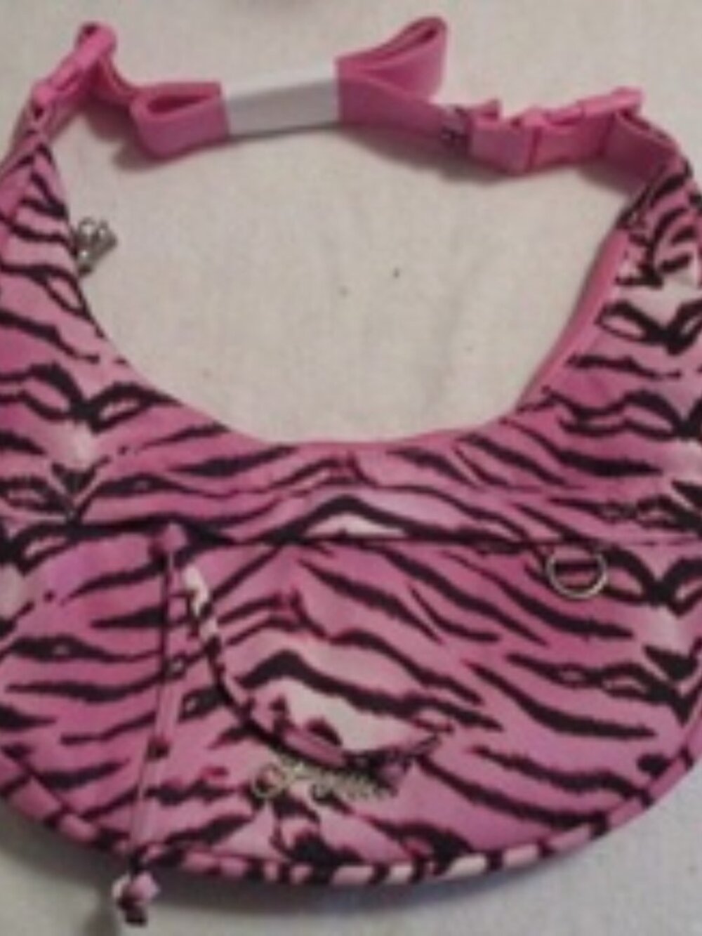 Pink Zebra Convertible Nylon Sling Bag NWT